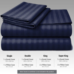 Pamposh Satin Stripe King Size Duvet Cover Sets Premium Hotel Quality Quilt Cover Bedding Set Hypoallergenic Ultra Soft Microfiber - thumbnail 6
