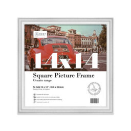 14X14 White Ornate Picture Frame (35.6 X 35.6Cm) Poster, Photo, Artwork, Gallery Wall Or Print - thumbnail 1