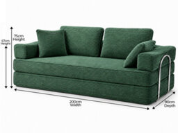 Flex Green 3 Seater Compressed Sofa Bed Cord Boneless Cloud Couch Foam Pocket Spring - thumbnail 4