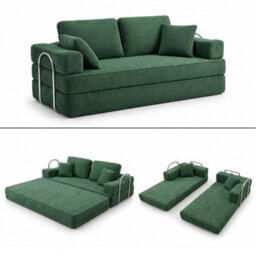 Flex Green 3 Seater Compressed Sofa Bed Cord Boneless Cloud Couch Foam Pocket Spring - thumbnail 3