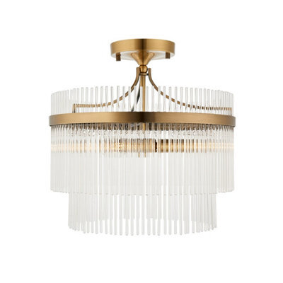 Luminosa Lighting Luminosa Marietta Ceiling Light Antique Brass Plate, Clear Glass, 3X E14 - image 1