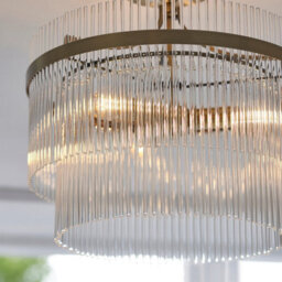 Luminosa Lighting Luminosa Marietta Ceiling Light Antique Brass Plate, Clear Glass, 3X E14 - thumbnail 4