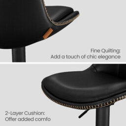 Ledrem Bar Stools Set Of 2, Height Adjustable Swivel Pu Leather Chairs With Backs, 44 X 47 X 93-114 Cm, Black - thumbnail 9