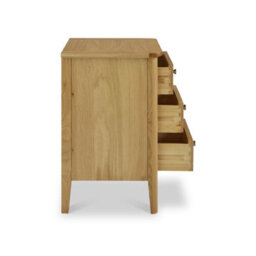 Alba Oak 3 Drawer Bedside Table - Fully Assembled By Roseland Furniture - thumbnail 8