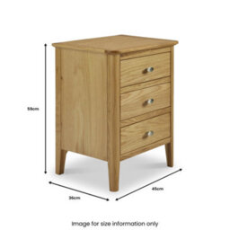 Alba Oak 3 Drawer Bedside Table - Fully Assembled By Roseland Furniture - thumbnail 9