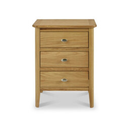 Alba Oak 3 Drawer Bedside Table - Fully Assembled By Roseland Furniture - thumbnail 3