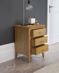Alba Oak 3 Drawer Bedside Table - Fully Assembled By Roseland Furniture - thumbnail 2