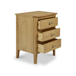 Alba Oak 3 Drawer Bedside Table - Fully Assembled By Roseland Furniture - thumbnail 6