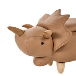 Wyld and Coco Animal Triceratops Kids Storage Stool Brown - Flip-Top Pouffe With Rubberwood Legs - thumbnail 9