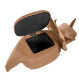 Wyld and Coco Animal Triceratops Kids Storage Stool Brown - Flip-Top Pouffe With Rubberwood Legs - thumbnail 8