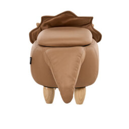 Wyld and Coco Animal Triceratops Kids Storage Stool Brown - Flip-Top Pouffe With Rubberwood Legs - thumbnail 6