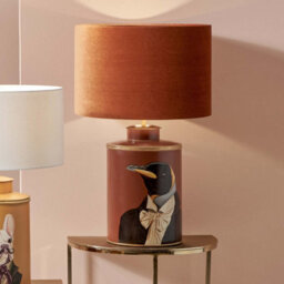 Pacific Lifestyle 45Cm Terracotta Velvet Cylinder Lampshade Floor Table Lamps - thumbnail 4
