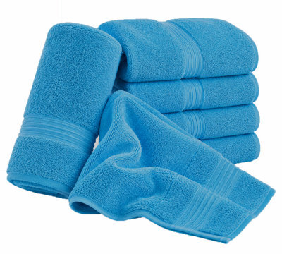Nod Off Luxury Face Cloth 30X30Cm - 500Gsm 100% Egyptian Ring Spun Cotton - Super Soft Highly Absorbent - Teal - Pack Of 8