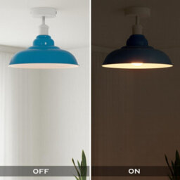 Vintage Ceiling Light Semi Flush Mount With E27 Base 32Cm Metal Lampshade Easy Fit Ceiling Light Fixture Fitting (Light Blue) - thumbnail 5