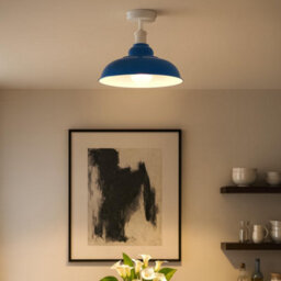 Vintage Ceiling Light Semi Flush Mount With E27 Base 32Cm Metal Lampshade Easy Fit Ceiling Light Fixture Fitting (Light Blue) - thumbnail 4