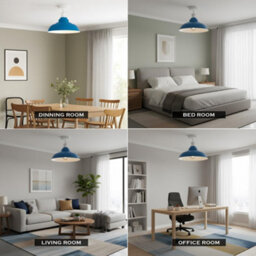 Vintage Ceiling Light Semi Flush Mount With E27 Base 32Cm Metal Lampshade Easy Fit Ceiling Light Fixture Fitting (Light Blue) - thumbnail 6