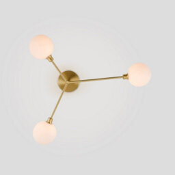 Houseof Brass 3 Light Frosted Glass Orb Straight Arm Flush Ceiling Light - Gold - thumbnail 2
