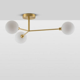 Houseof Brass 3 Light Frosted Glass Orb Straight Arm Flush Ceiling Light - Gold - thumbnail 3