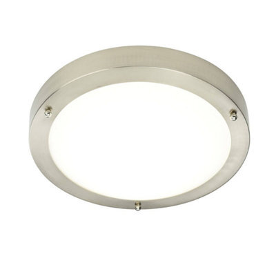 Luminosa Lighting Luminosa Portico Led Bathroom Flush Ceiling Light Frosted Glass, Satin Nickel Ip44 - image 1