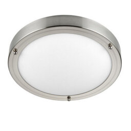 Luminosa Lighting Luminosa Portico Led Bathroom Flush Ceiling Light Frosted Glass, Satin Nickel Ip44 - thumbnail 2