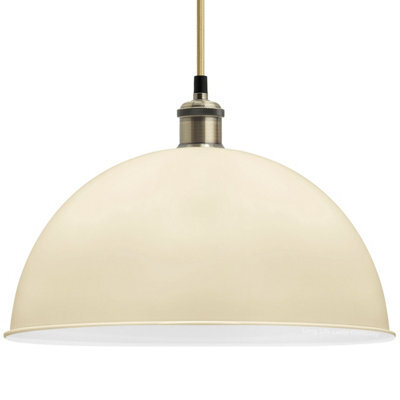 Long Life Lamps Company Large Vintage Ceiling Pendant Light Metal Cream Finish Lamp Shade M0093 - image 1