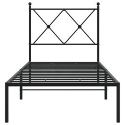 Berkfield Metal Bed Frame Without Mattress With Headboard Black 75X190Cm - thumbnail 4