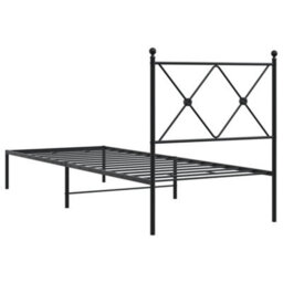 Berkfield Metal Bed Frame Without Mattress With Headboard Black 75X190Cm - thumbnail 6