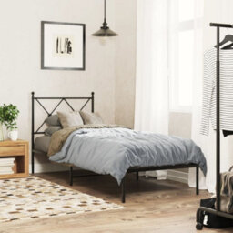 Berkfield Metal Bed Frame Without Mattress With Headboard Black 75X190Cm - thumbnail 1