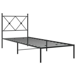 Berkfield Metal Bed Frame Without Mattress With Headboard Black 75X190Cm - thumbnail 3