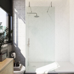 Balterley Hollinsclough Contemporary Bathroom 8mm Glass Wetroom Screen With Arms & Feet, Chrome Finish, 1950 X 898 X 14mm - thumbnail 2