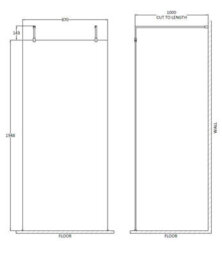 Balterley Hollinsclough Contemporary Bathroom 8mm Glass Wetroom Screen With Arms & Feet, Chrome Finish, 1950 X 898 X 14mm - thumbnail 4