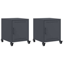 Berkfield Bedside Cabinets 2 Pcs Anthracite 36X39X43.5 Cm Steel - thumbnail 2