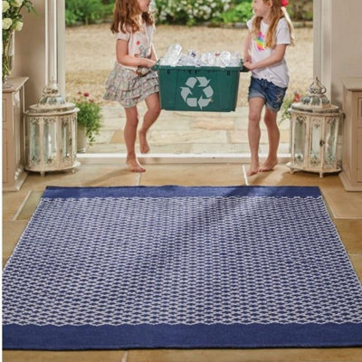 Rug Trellis Outdoor Navy Woven For Livingroom, Bedroom, Dining Room,recycled Material - 120Cm X 170Cm (3.9Ft. X 5.5 Ft.) - image 1