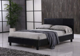 Modernique Black 5Ft, King Sized Bed Faux Leather In Black, Wooden Sprung Slatted Base - thumbnail 2