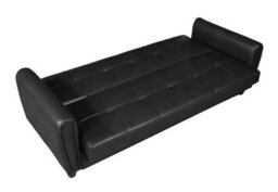 Mattress Guru Zinc 3 Seater Faux Leather Sofa Bed With Hidden Storage In Black - thumbnail 3