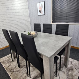Kosy Koala Stone Grey Effect Dining Table Set With 6 Black Chairs  Stylish Dining Room Furniture Set - thumbnail 7