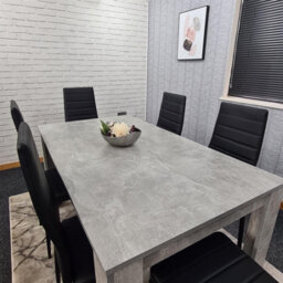 Kosy Koala Stone Grey Effect Dining Table Set With 6 Black Chairs  Stylish Dining Room Furniture Set - thumbnail 4