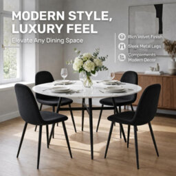 Bravich Ron Velvet Dining Chair - Black - thumbnail 5