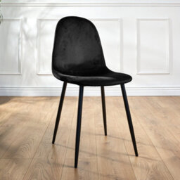 Bravich Ron Velvet Dining Chair - Black - thumbnail 1