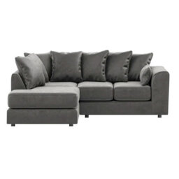 Furnishings For Less UK Brooklyn Plush Velvet 3 To 4 Seater L Shaped Corner Sofa Foam Grey Left Hand Facing - thumbnail 2
