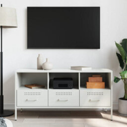 Berkfield Tv Cabinet White 100.5X39X50.5 Cm Steel - thumbnail 3