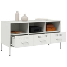 Berkfield Tv Cabinet White 100.5X39X50.5 Cm Steel - thumbnail 5