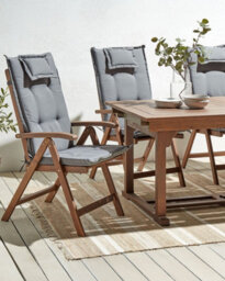 Beliani Set Of 6 Garden Chairs With Cushions Amantea Acacia Wood Grey - thumbnail 2