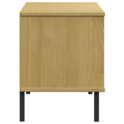Berkfield Shoe Rack With Metal Legs Brown 106X35X45 Cm Solid Wood Oslo - thumbnail 5