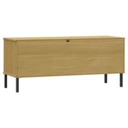Berkfield Shoe Rack With Metal Legs Brown 106X35X45 Cm Solid Wood Oslo - thumbnail 6