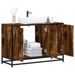 Berkfield Bathroom Sink Cabinet Smoked Oak 90X33X60 Cm Engineered Wood - thumbnail 1