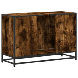 Berkfield Bathroom Sink Cabinet Smoked Oak 90X33X60 Cm Engineered Wood - thumbnail 7