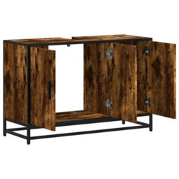 Berkfield Bathroom Sink Cabinet Smoked Oak 90X33X60 Cm Engineered Wood - thumbnail 8