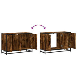 Berkfield Bathroom Sink Cabinet Smoked Oak 90X33X60 Cm Engineered Wood - thumbnail 9