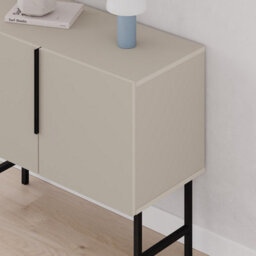 Decortie Modern Tona Console Cabinet W/soft-Close 2 Doors Sideboard Black Metal Legs 88(W)Cm, Sandstone - thumbnail 5